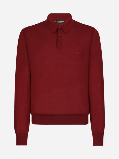Dolce & Gabbana Cashmere polo-style sweater with DG logo embroidery