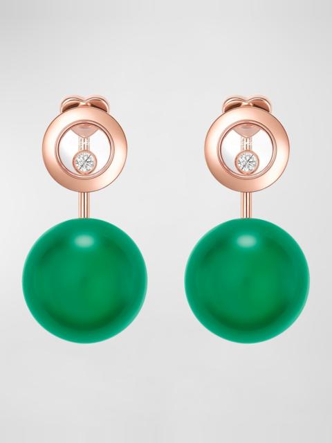Chopard Happy Diamonds Planet 18K Rose Gold Green Agate Earrings