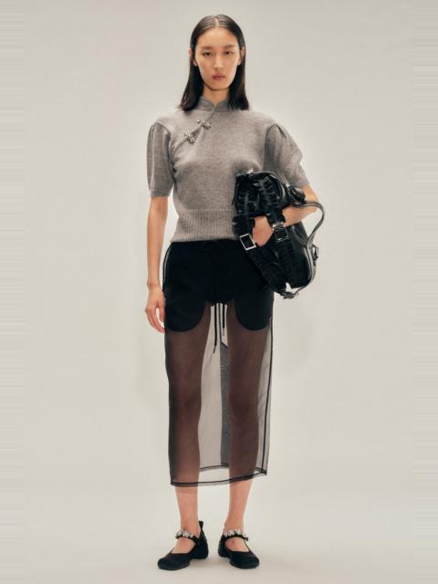 Simone Rocha Sheer Frayed Column Pencil Skirt