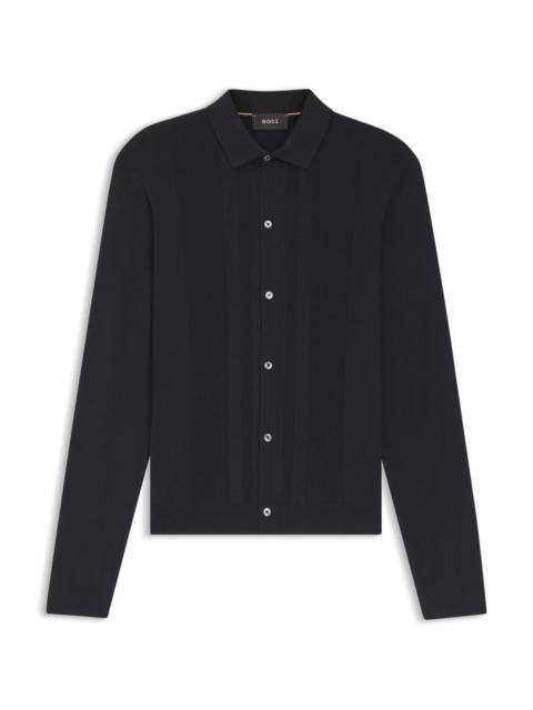 BOSS SILK CARDIGAN WITH MESH PANELING