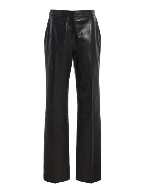 SIMKHAI Ambrine Mid-Rise Straight-Leg Leather Pants black