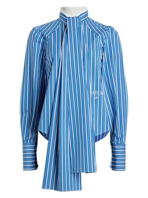 PATOU pussy-bow striped silk shirt