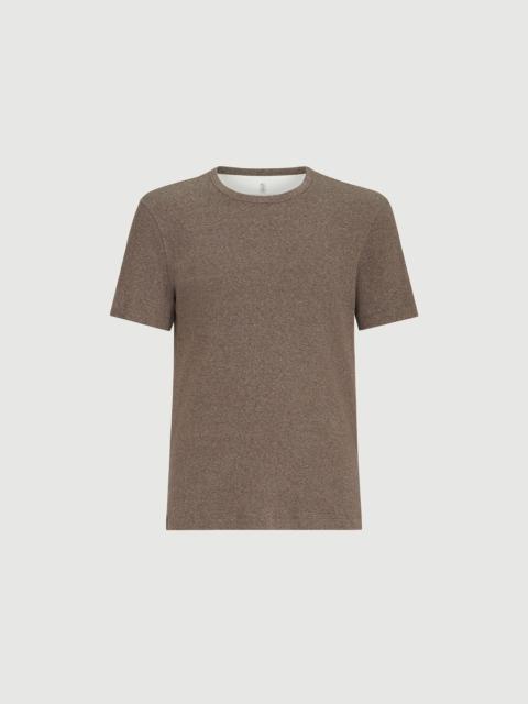 Brunello Cucinelli Denim-effect ribbed cotton jersey crew neck T-shirt
