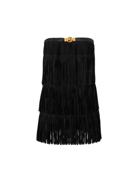 FRINGE EMBROIDERY MINI COCKTAIL DRESS