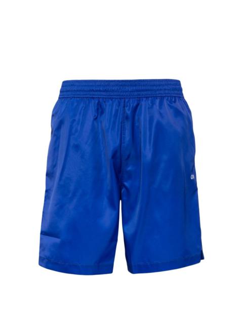 Scribble Diags-print elasticated swim shorts