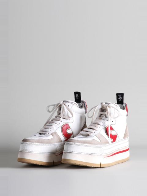 The Riot Leather High Top - Red and White | R13 Denim Official Site