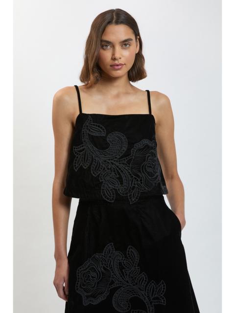 KAREN MILLEN Velvet Cutwork Co-Ord Cami Top