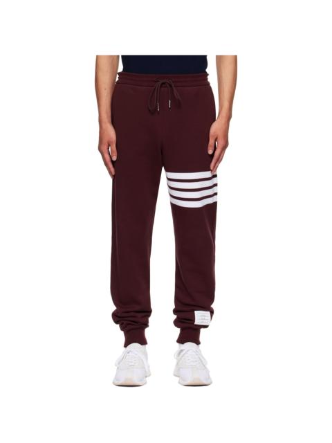 Thom Browne Burgundy Classic Loopback 4-Bar Sweatpants