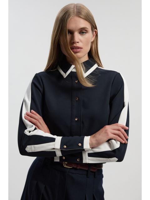 KAREN MILLEN Twill Contrast Hardware Collared Woven Shirt