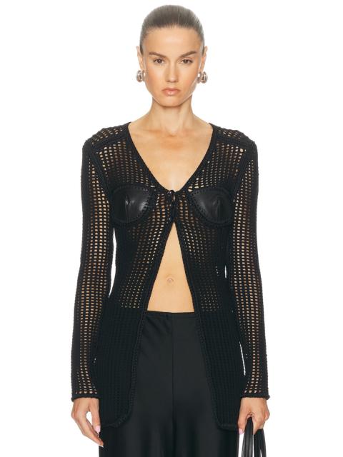 Cardigan With Leather Bust