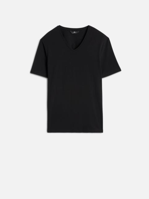 7 For All Mankind Luxe Performance V-Neck Tee in Black
