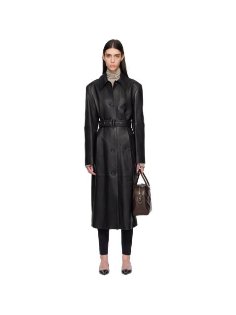 TOTEME Black Belted Leather Coat