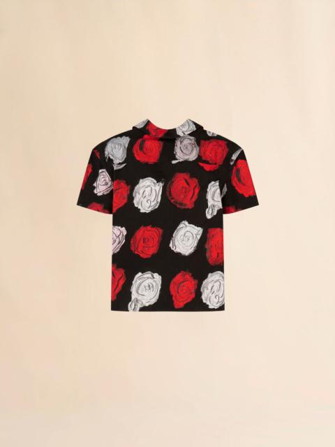 Marni BLACK POPLIN BOWLING SHIRT WITH MERCURY PRINT