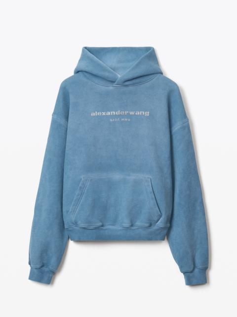 Alexander Wang HOTFIX LOGO HOODIE IN CONDENSED FLEECE