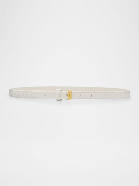 Bottega Veneta Watch-Buckle Intrecciato Skinny Leather Belt