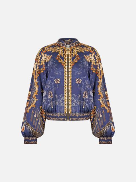 CAMILLA BOMBER JACKET WITH SHIRRED CUFF CLOAKED IN BAROQUE