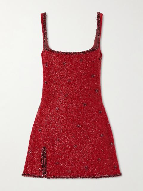 CLIO PEPPIATT Athena Embellished Stretch-mesh Mini Dress