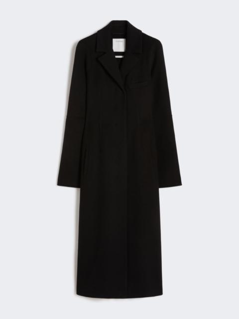 Slim-fit long wool coat - black