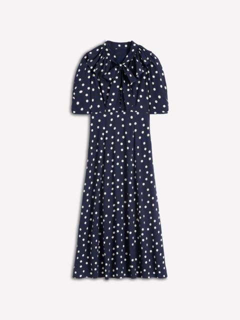 BODEN Ruffle Collar Midi Dress-French Navy Painted Spaced Dot