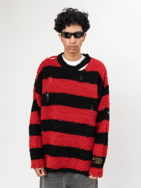 doublet BLACK AND RED DOUBLET RECYCLED WOOL STRIPE KNIT