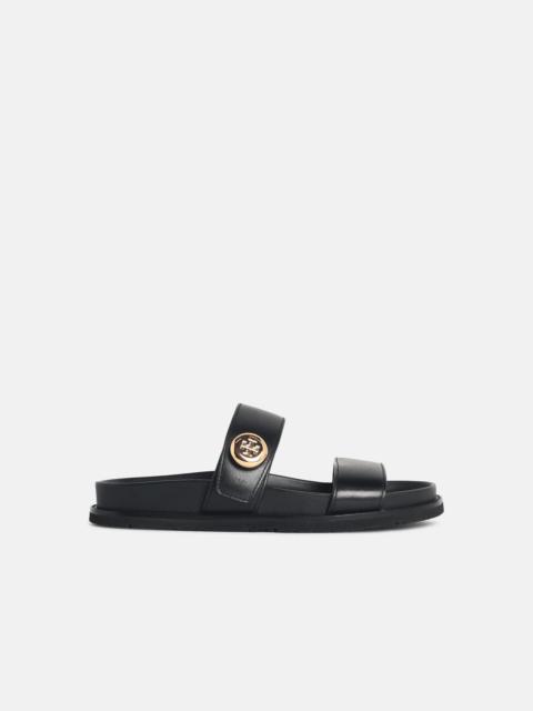 TORY BURCH 'ROMY SPORT' BLACK LEATHER SLIPPERS