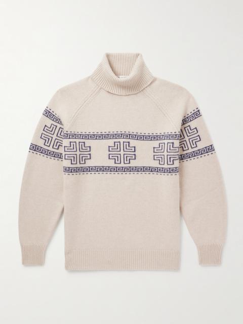 Brunello Cucinelli Intarsia-Knit Cashmere Rollneck Sweater
