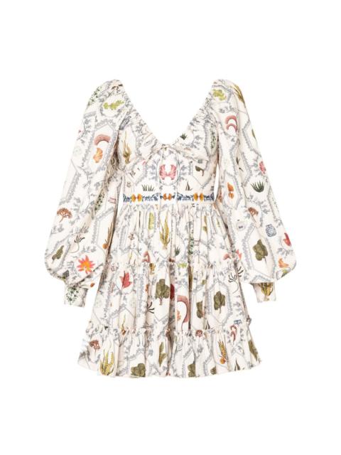 Honor floral-embroidered minidress