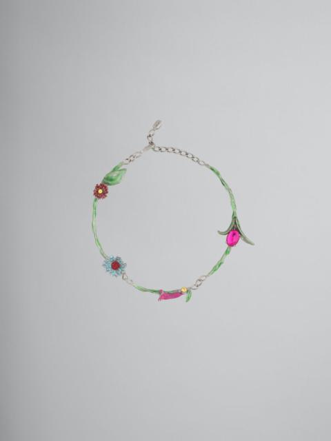 Marni ENAMELED METAL AND RHINESTONES FLOWER POP NECKLACE