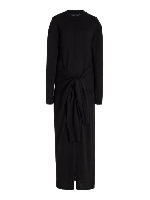 Luca Silk-Blend Slip-Front Knit Dress black