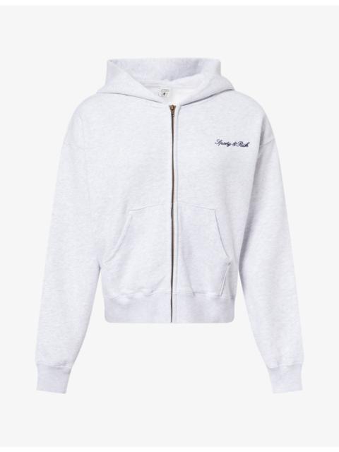 Sporty & Rich Logo-Embroidered Cotton Hoody