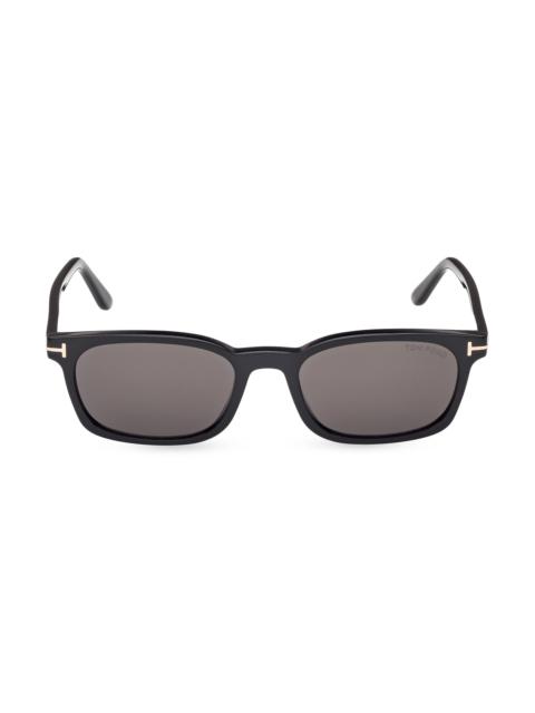 TOM FORD Men's Miles 53MM Rectangular Sunglasses - Black Smoke