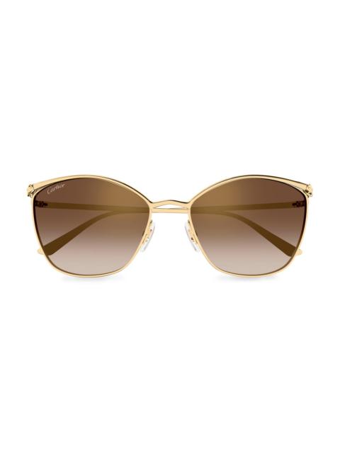 Cartier Women's Panthère Classic 59MM Cat-Eye Sunglasses - Gold Brown