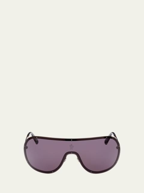 Moncler Gunmetal Logo Metal Alloy Shield Sunglasses