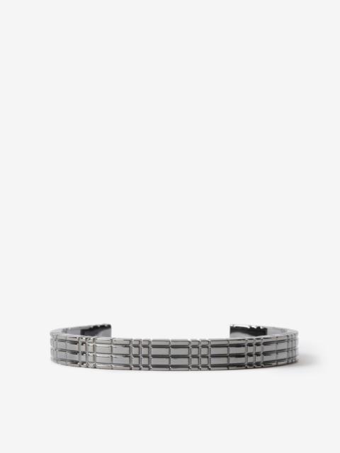 Burberry Check Engraved Ruthenium-plated Cuff
