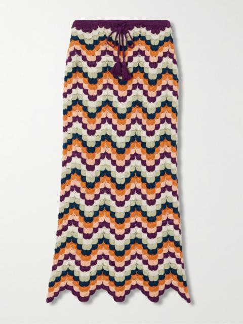 ESCVDO Safi Scalloped Crocheted Cotton Midi Skirt