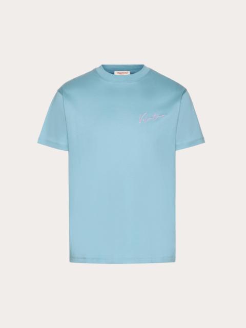 VALENTINO EMBROIDERY AND VLOGO SIGNATURE PRINT COTTON T-SHIRT