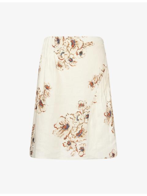 SIR. Freja Floral-Pattern Linen Midi Skirt