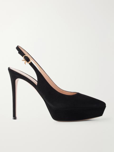 Gianvito Rossi Dasha Sling 85 Suede Slingback Pumps