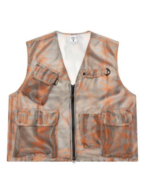 South2 West8 mesh-patterned pocket vest