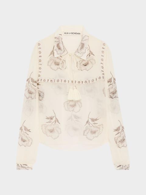 ALIX OF BOHEMIA Pascal Obsidian Poppy Sheer Blouse