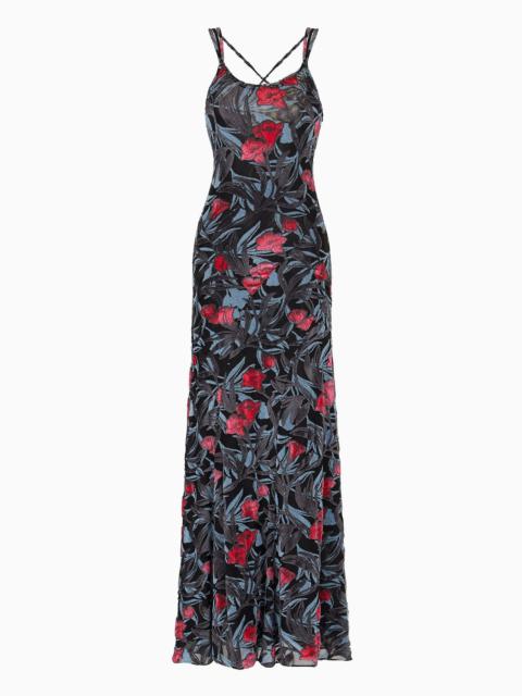 GIORGIO ARMANI Viscose-blend floral jacquard long dress