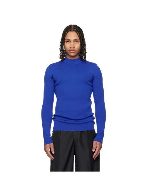 Jil Sander Blue Long Sleeve Mockneck Sweater