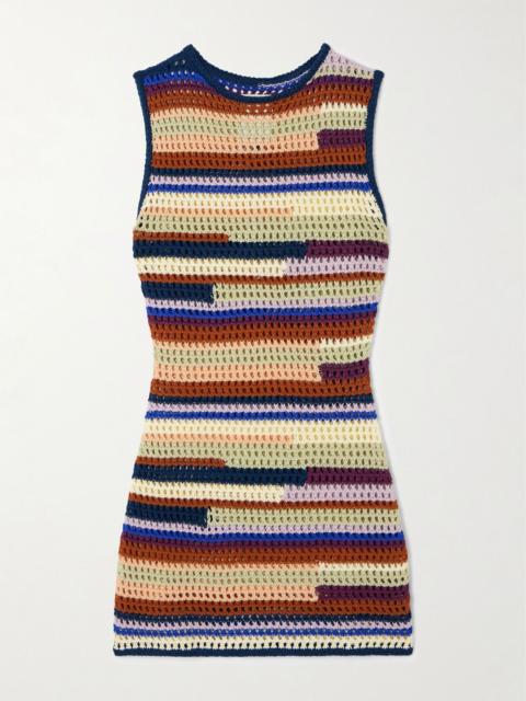 ESCVDO Spondylus open-knit organic cotton mini dress Multi
