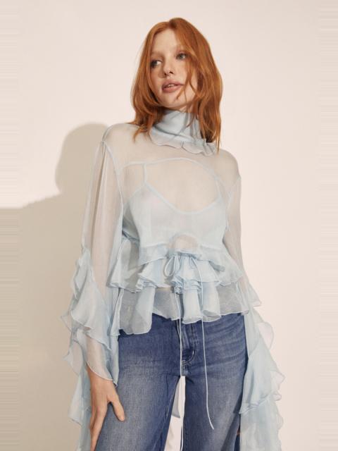 BARDOT Anyssa Ruffle Blouse In Soft Blue
