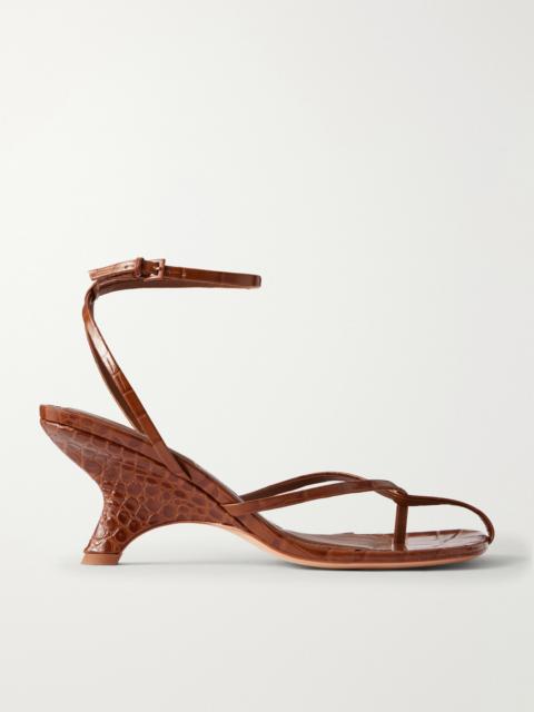 SIMKHAI Kelsey Croc-effect Leather Sandals