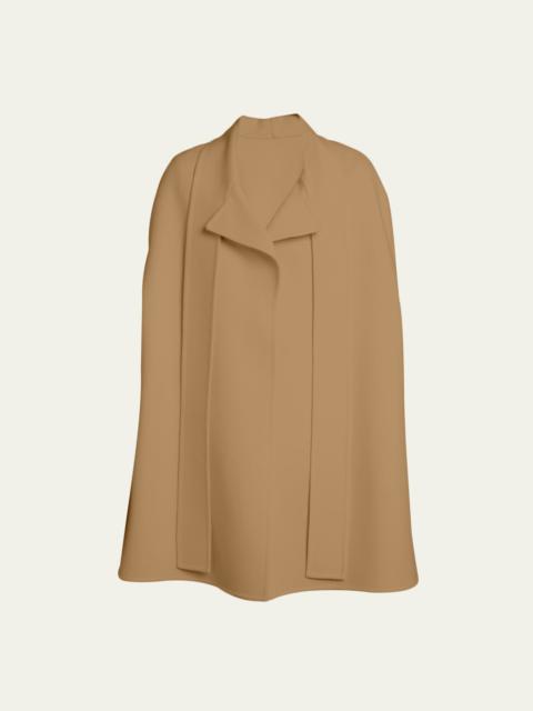 Valentino Wool-Cashmere Cape with Ties