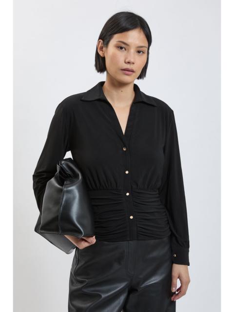 KAREN MILLEN Petite Drapey Crepe Ruched Waist Jersey Blouse