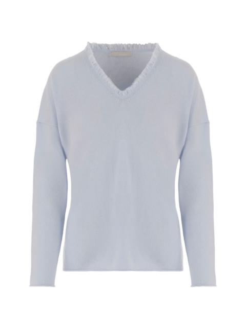 Allude fringed-neck sweater