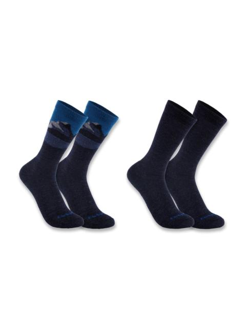 Carhartt Midweight Synthetic-Wool Blend Mountain Crew Sock 2-Pack