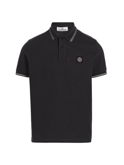 Stone Island Men's Cotton-Blend Patch Polo Shirt - Black